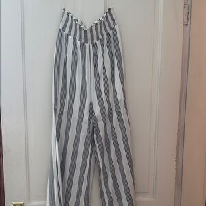 Peach Love California Black and White Striped Wide Leg Pants